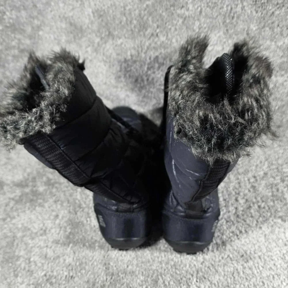 Columbia Winter Boots Mid II Omni-Heat Waterproof Black Faux Fur Trim Womens 7.5